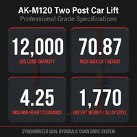 12000 Lbs Extra Height 167Inch 2 Post Lift Two Post Car Lift AK-M120 Auto Lift Car Lift Hoist 2 Post Car Lift (Extra Height, Red) — Results & Stats