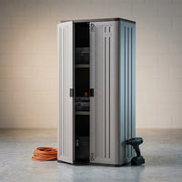 3-Shelf Resin Base Garage Cabinet Locker, Gray — Studio Shot