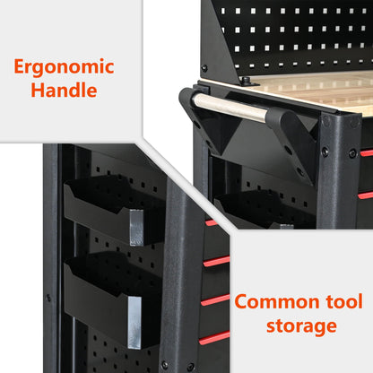 Heavy Duty Tool Cart With 19 Drawers, Tools Not Included, Mobile Storage For Workshop Or Laboratory - Black / Red