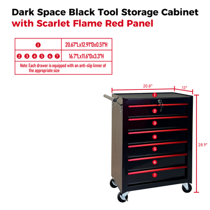 Rolling Metal Tool Chest with 6 Drawers