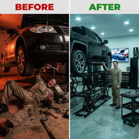Car Lift, 7,000 Lbs. Capacity Portable Car Lift, 26.8 In. Max. Height, Carbon Steel Truck Lift with 120-Volt Power Unit — Before & After