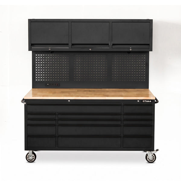 Overhead Pro 72" Rolling Tool Chest | 79" Tall | 24" Deep | 14 Drawers | Overheads | Pegboard & Power Strip