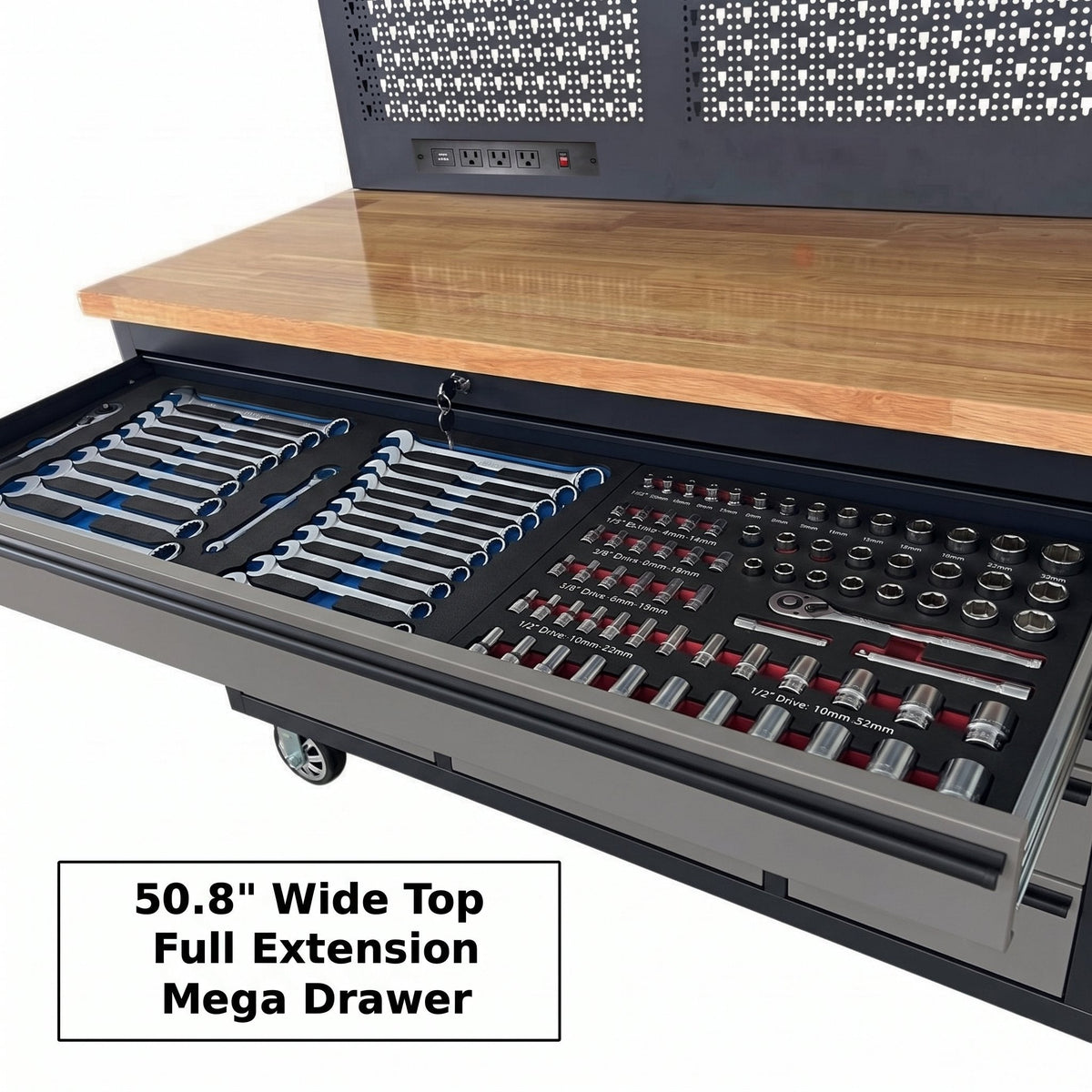 Overhead Pro 72" Rolling Tool Chest | 79" Tall | 24" Deep | 14 Drawers | Overheads | Pegboard & Power Strip