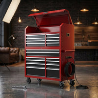 Tool Chest 18-Drawer | 66'' Large Rolling Tool Chest with Wheels | Detachable Top Metal Tool Box with Gas Struts | Lockable Rolling Tool Cabinet with Liners,Power Strip | Garage, Repair Shop, Workshop — Studio Shot