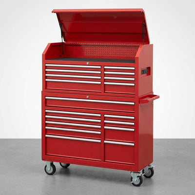 Rolling Tool Chest Built for Heavy Duty Storage, 18 Drawer, Cold-Rolled Steel, 66 Inch, Detachable Top